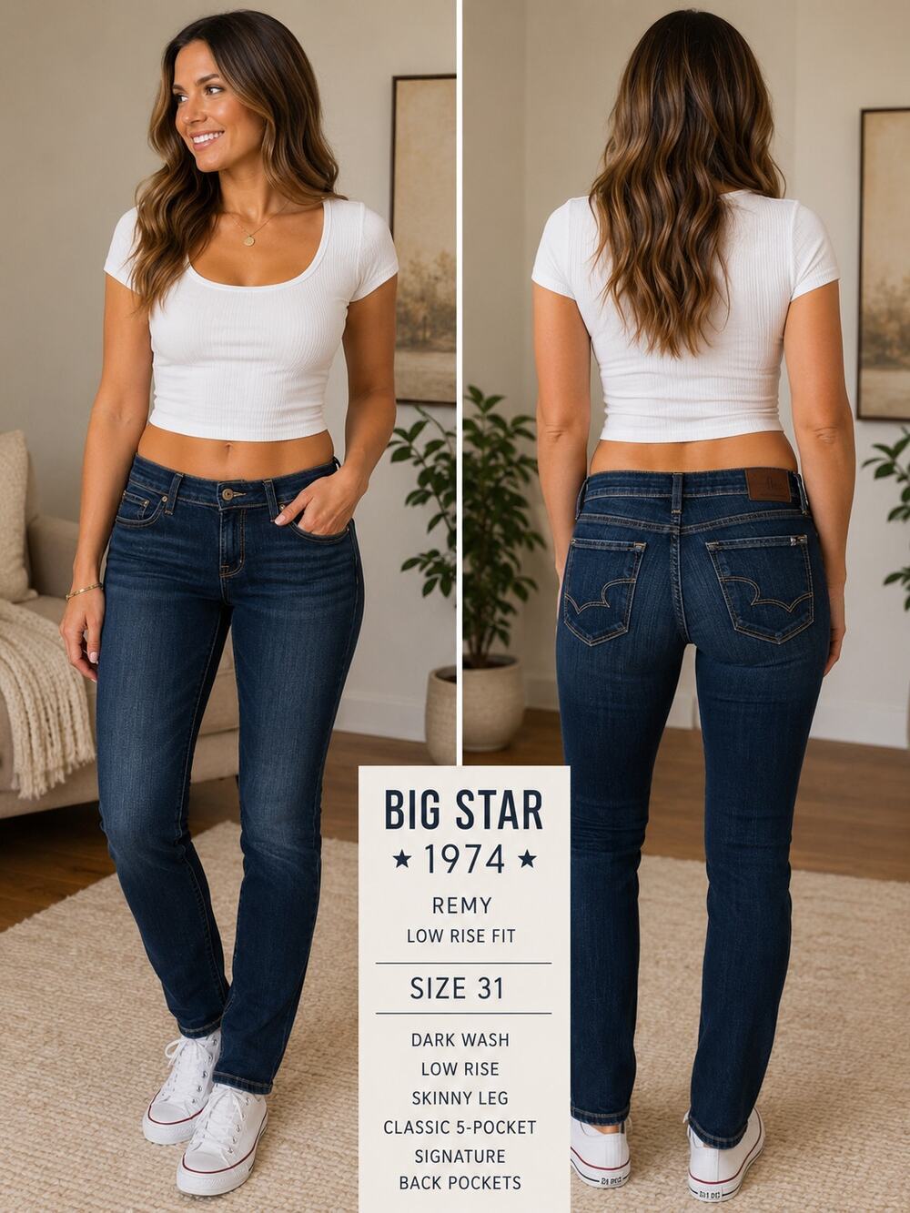 Big Star Remy Low Rise Fit Dark Wash Skinny Jeans Women's Denim